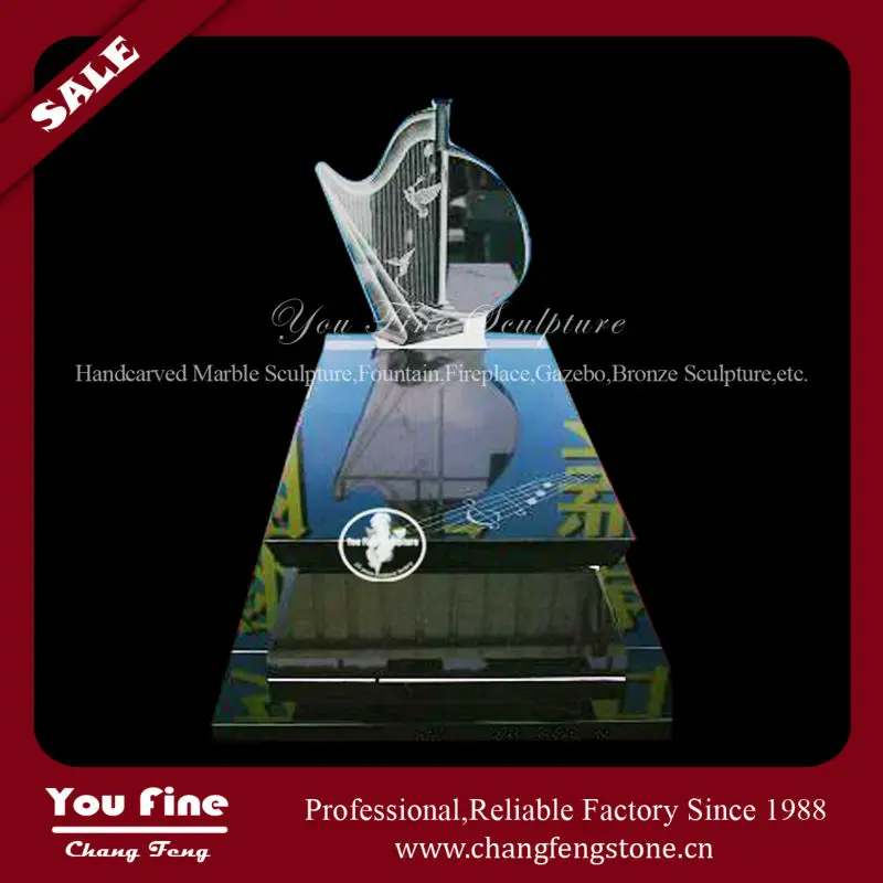Pure Hand Carved Natural China Black Stone Granite Headstone and Tombstone
