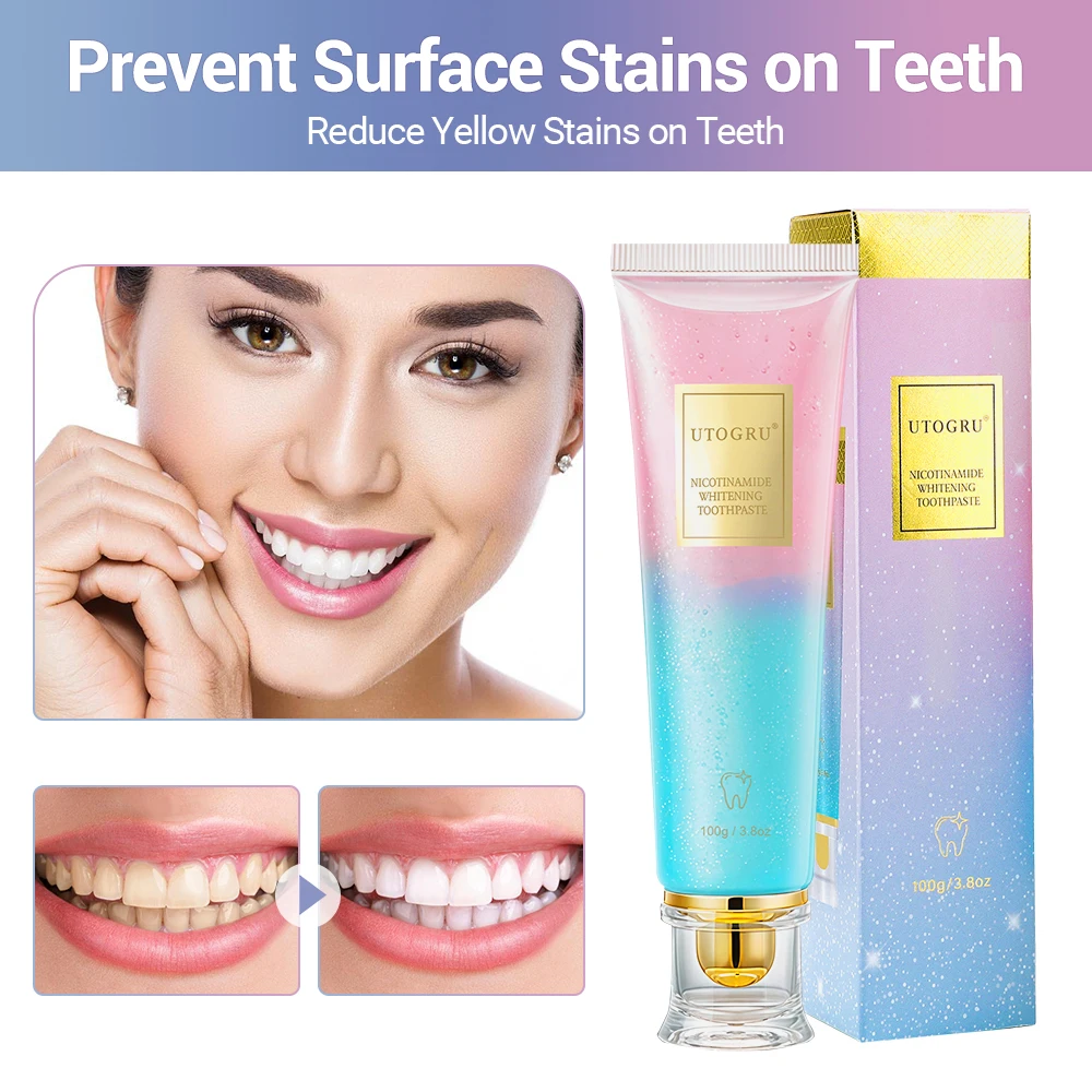 Niacinamide Whitening Toothpaste Dental Stains Removing Prevent Bad Breath Oral Cleaning Refreshing Reduces Plaque Toothpaste