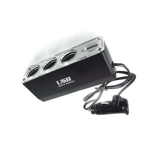 Heißer 3 Weg Multi Buchse Auto Zigarette Leichter Splitter USB Stecker  Ladegerät DC 12V/24V Triple