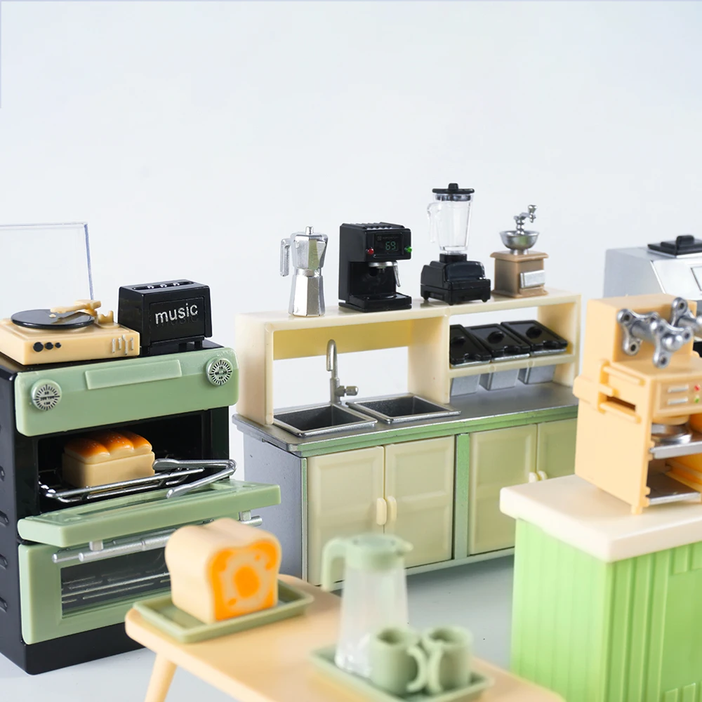 1:12 Scale Miniature Dollhouse Sofa Oven Bookcase Refrigerator Model For Doll Pretend Play Mini Kitchen Decor Accessories Toy 5