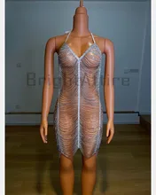 

Handmade Top Luxury Leotard Crystal Bodysuit Harness Body Sexy Lingerie Chain Women Banquet Rhinestone Body Chain Bikini Dress
