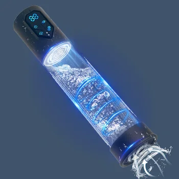 Pompa per pene elettrica impermeabile IPX7 per l'ingrandimento Pompa per vuoto per uomo Pompa per estendere l'ingrandimento 4 livelli di aspirazione 2 maniche in silicone