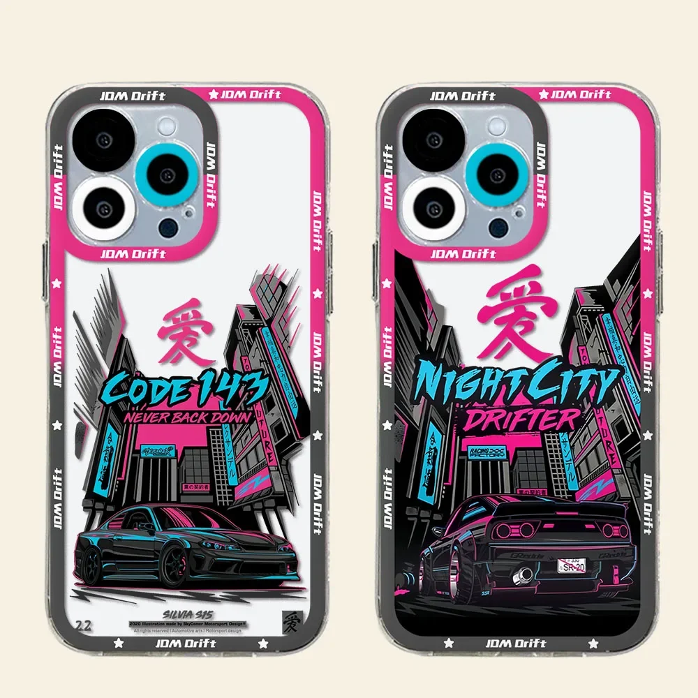 Tokyo JDM Drift Sports Car Transparent Soft Silicone Phone Case