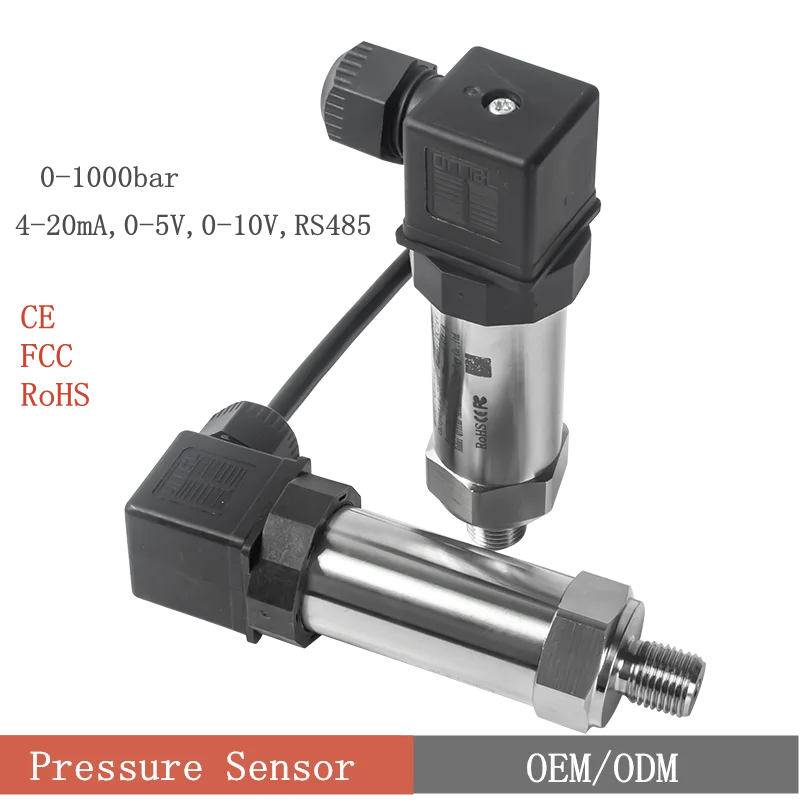 

Pressure Sensor Transmitter 12-36V 4-20mA 0-10V 0-600bar 60Mpa ss304 Water Oil Air Pressure Transducer 0-5V RS485