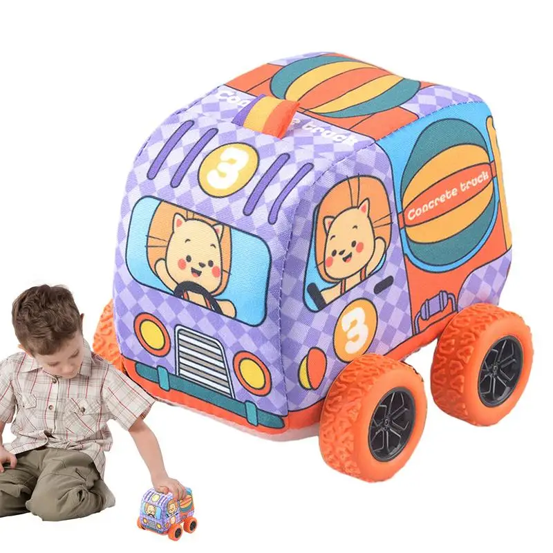 

Friction Vehicle Toys Sensory Interactive Pull Back Fabric Pacifier Car Hand-Eye Coordination Fine Motor Vehicle Toys Fun And