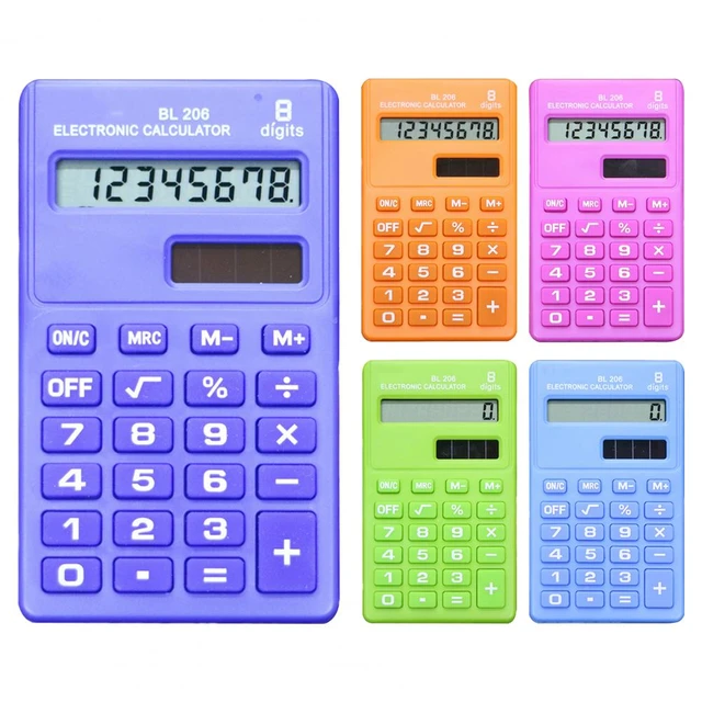 Basic Standard Calculators Small Digital Desktop Calculator with 12-Digit  LCD Display, Battery Solar Power Smart Calculator Pocket Size for Kids for