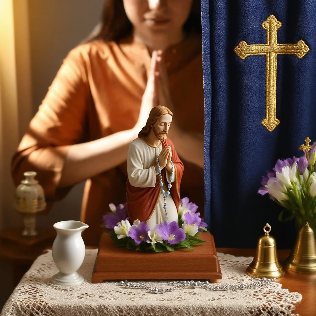 New Virgin Mary Rosary Holder Statue Resin Blessed Mother Statue Holy Mother Figure Statue Catholic Gifts for Women Home Decor