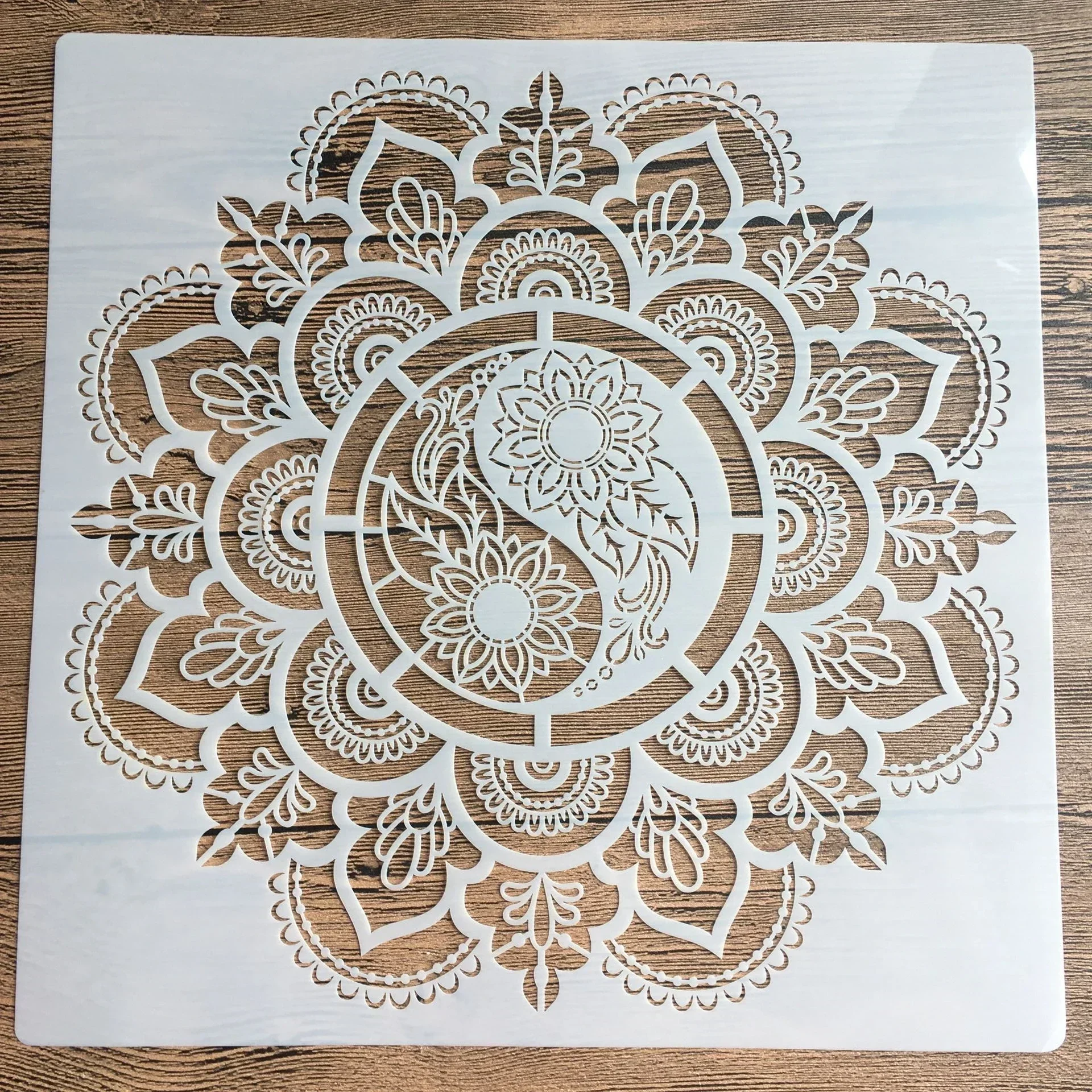 스텐실 페인팅 DIY 공예 만다라 몰드, 목재 패브릭 벽 엠보싱 종이 카드, 사진 스탬프 앨범, 30x30cm 크기, 신제품