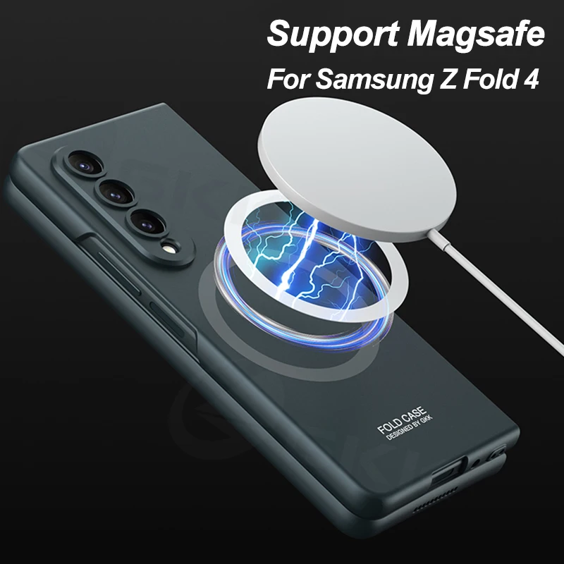 

Чехол GKK для Samsung Galaxy Z, Складывающийся 4, ультратонкий пластиковый жесткий чехол Magsafe с беспроводной зарядкой для Galaxy Z, Fold4 со стеклянным чехлом