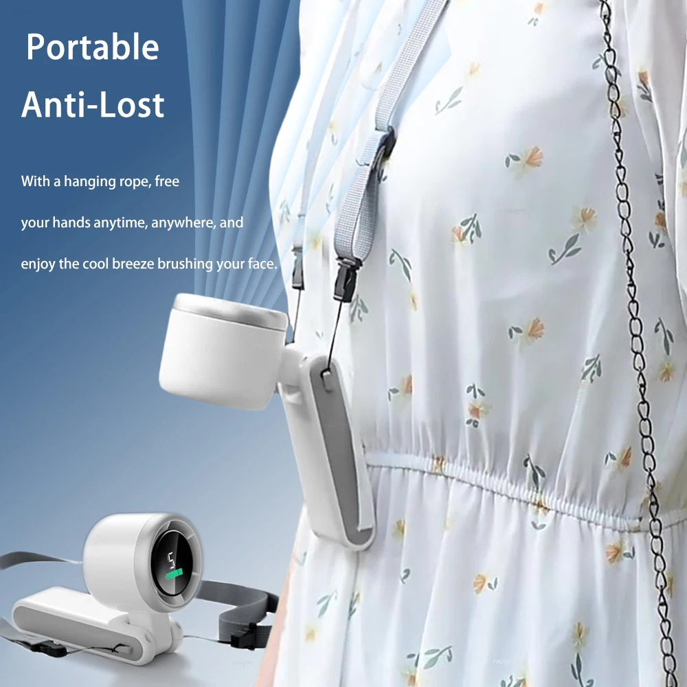 Portable Turbo Fan Mini Hanging Neck Fan USB Rechargeable Handheld Fan 3600mAh Foldable Mini Neck Fan Portable Small Turbo Fan 5