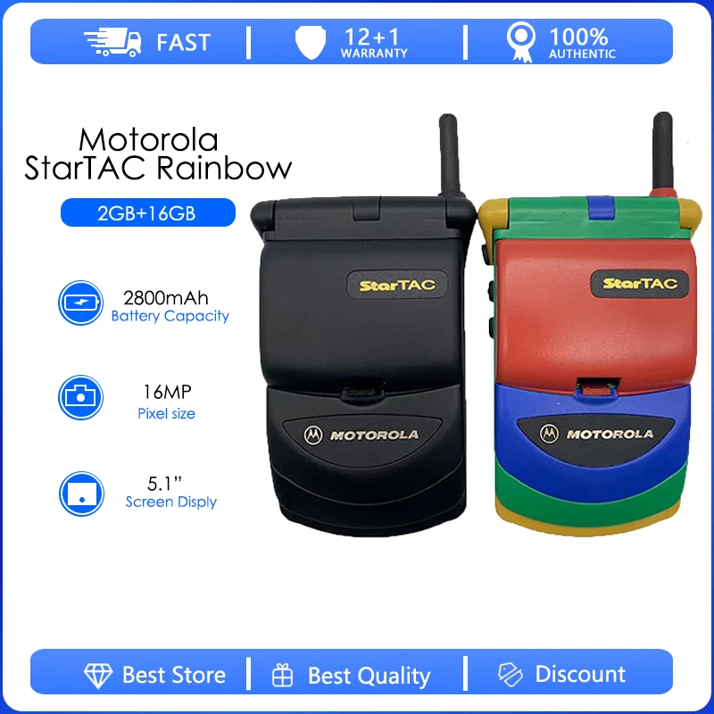 Motorola StarTAC Rainbow Used 70 New Original Unlocked Flip 2x12 chars