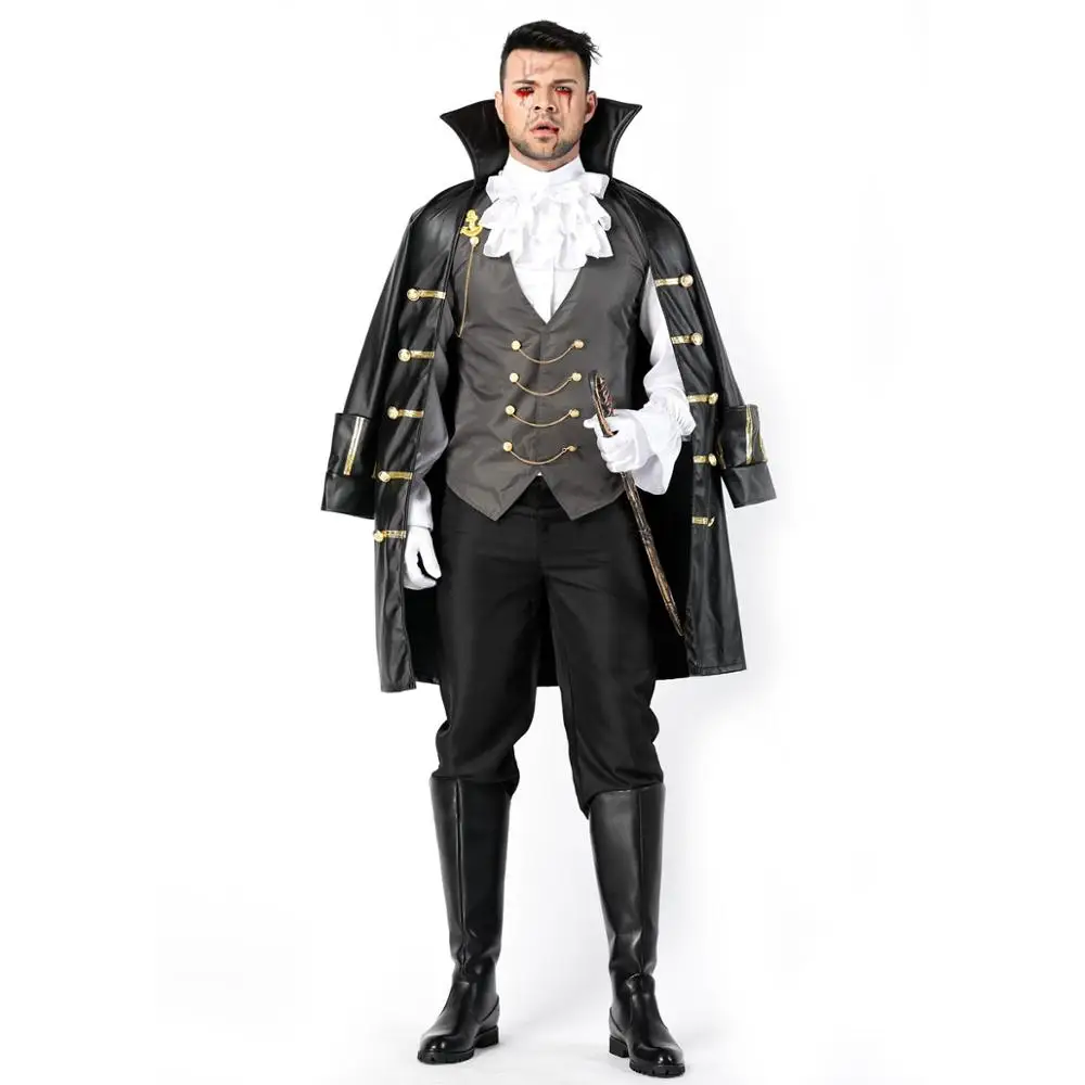 Men Noble Knight Pirate Cosplay Halloween Dracula Vampire Costume Carnival Purim Masquerade Stage play Nightclub Bar Clothing