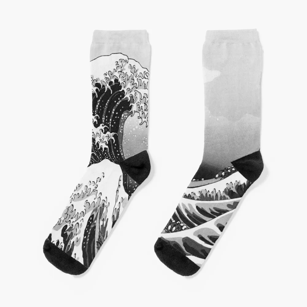 

Great Wave: Monochrome Socks Hiking boots set funny gift soccer anti-slip Socks For Women Men's