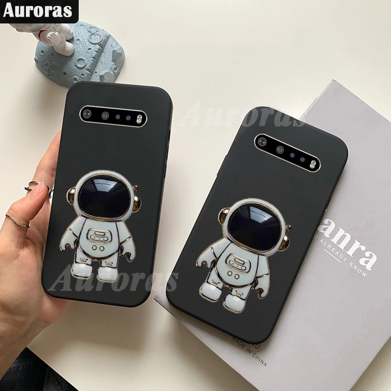 Auroras Per Custodia Lg V60 Thinq Con Cavalletto Astronauta Guscio Antiurto In Silicone Smerigliato Per Lg V50 Thinq Cover Fundas