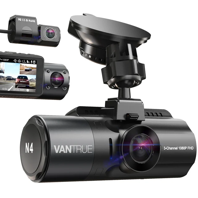 Vantrue N4 대시 캠 4K 자동차 비디오 레코더, 3 in 1 자동차 DVR 대시 캠, GPS 적외선 야간 투시경, 트럭 세금