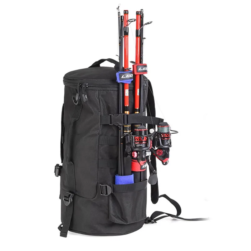Fishing Bags Men Cylindrical Large Capacity Fishing Tackle Shoulders