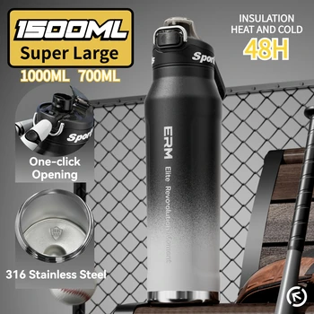 1.5L Insulated Water Bottle Stainless Steel Cold Hot Insulated Cup Vacuum Thermos Bottle Double Wall Flasks
