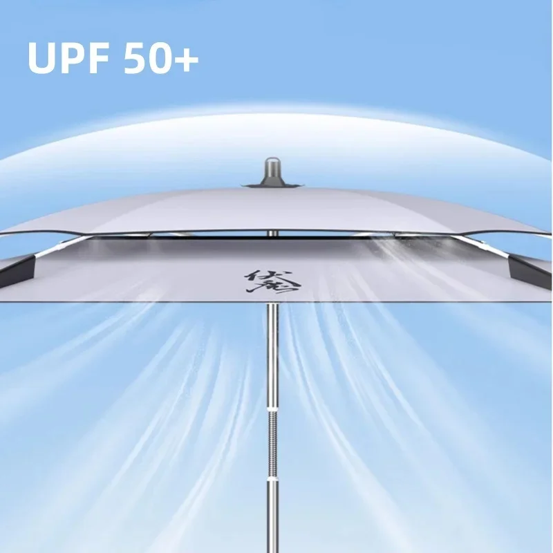 Fishing Parasol Octagonal Fishing Umbrella Stainless Steel Rod Beach Large Parasol Backyard Umbrella 2.2-2.4M