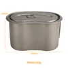 Titanium GI Cup and Titanium Spoon Combo, 950ml Lunch Box Camping Bowl with Foldable Handle Portable for Outdoor Camping Hiking 2
