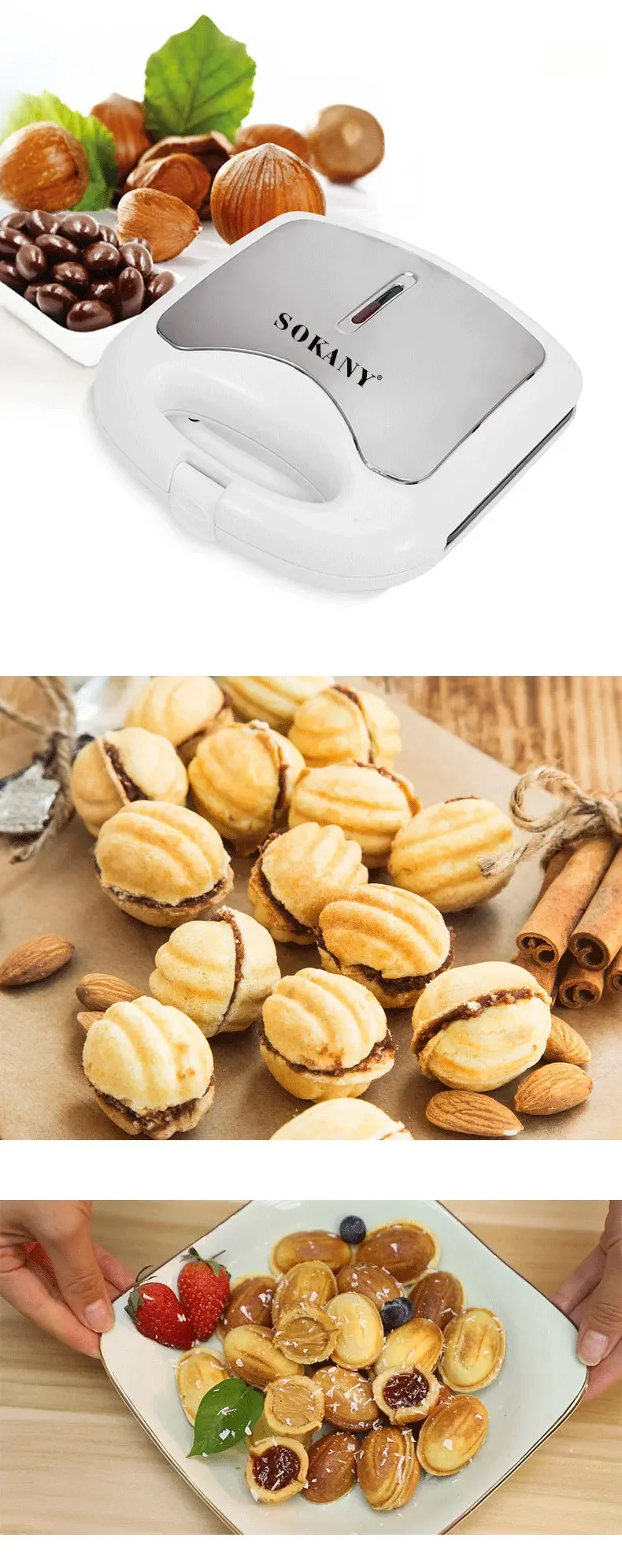Description Picture 5 of itemHouselin Nuts Mold Skillet - Cookie Candy Maker 12 wells griddle - Walnut Mold Pastry