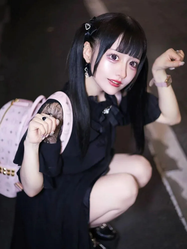 Kawaii Women Dress Lolita Y2K Cute Japanese Style Elegant Short Sleeve Black Sweet Casual Office Lady Aesthetic Mini Dress 2023 - AliExpress 200000345