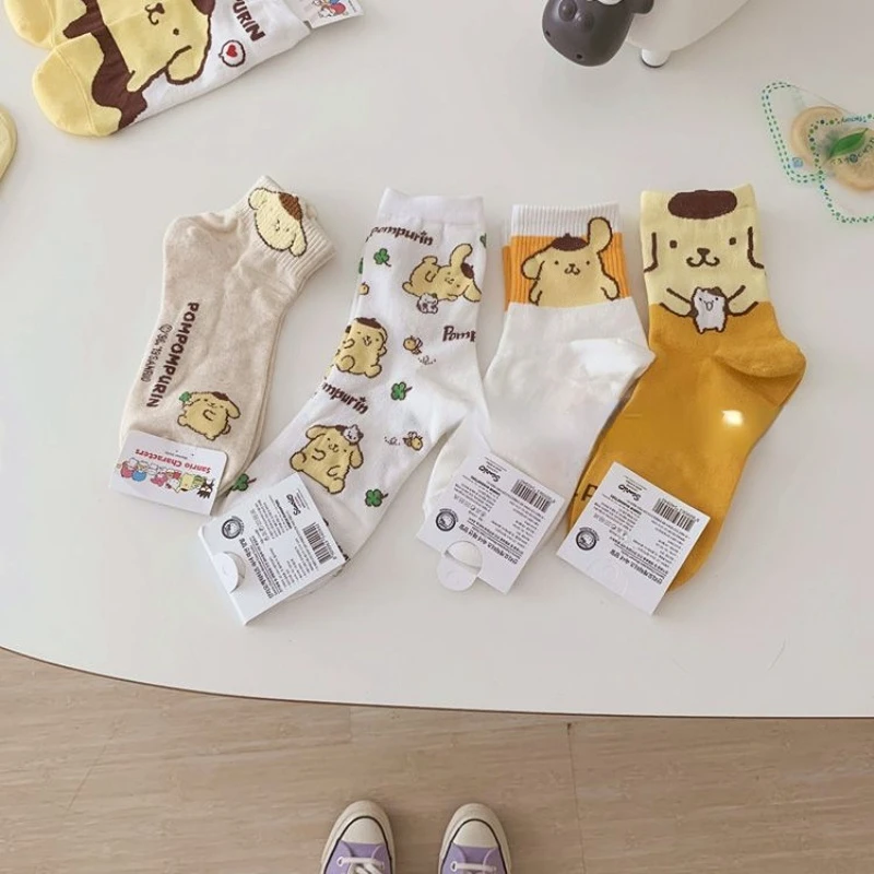 

Sanrio Anime Cartoon Pudding Dog Collection Cute Socks Women's Medium Tube Socks Socks Boat Socks Solid Color Socks Wholesale