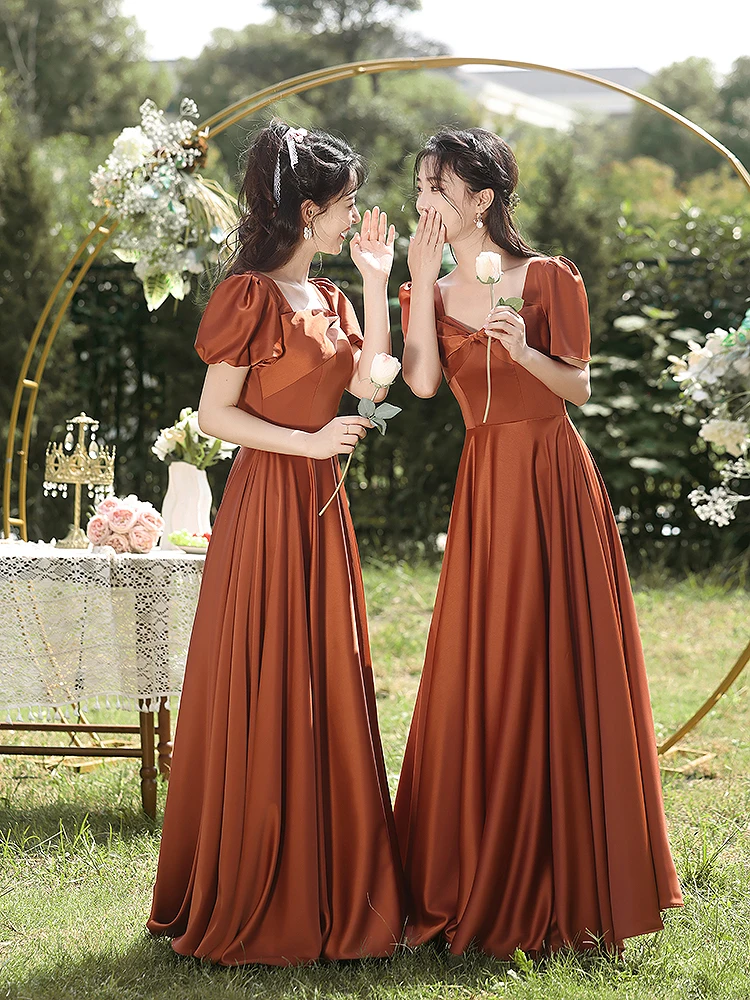Boda Vestidos Damas De Honor Naranja Vestidos Color Terracota