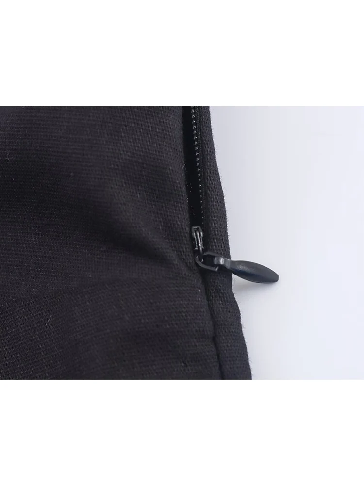 TFMLN 2025 Summer Women's Fashion Sleeveless Dress Slim Fit Open Back Asymmetric Neckline Midi Dress Elegant Black Split Dress