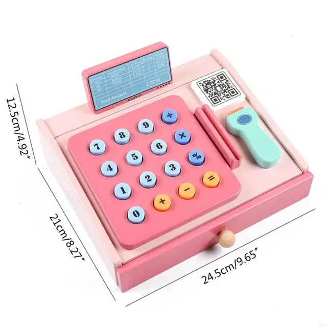 16FE Pretend Playing Toy Cash Register with Scanner Set for 2 to 4 Years Old Kid 6