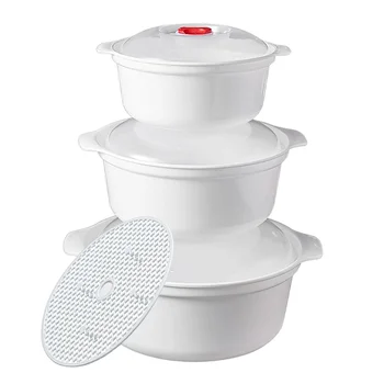 3pcs Microwave Bowls with Lids Microwave Safe Bowls Microwavable Dishes for Heating Food Cookware BPA Free Kitchen Accessories