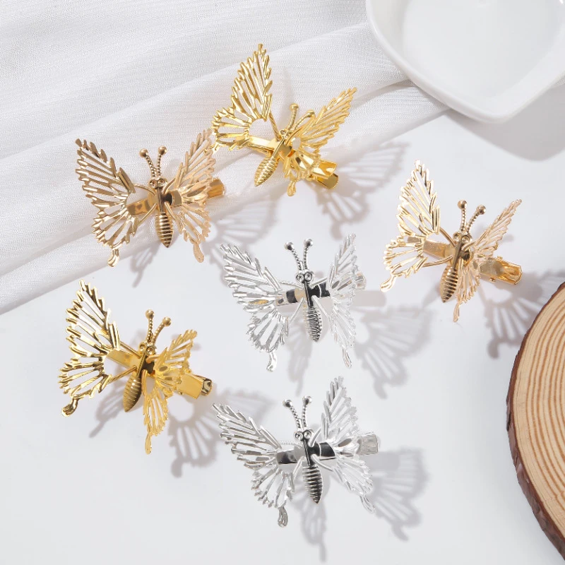 

New Fashion The Moving Butterfly Hairpin Cute Gold Hair Accessories Ins Vintage Girls Animal Hairband Barrettes