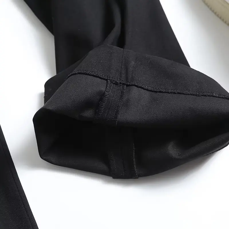 Withered British Simple Commuting Black Horn Casual Flare Pants Fashion Ladies Vintage High Waist Slim Fit Pants Women