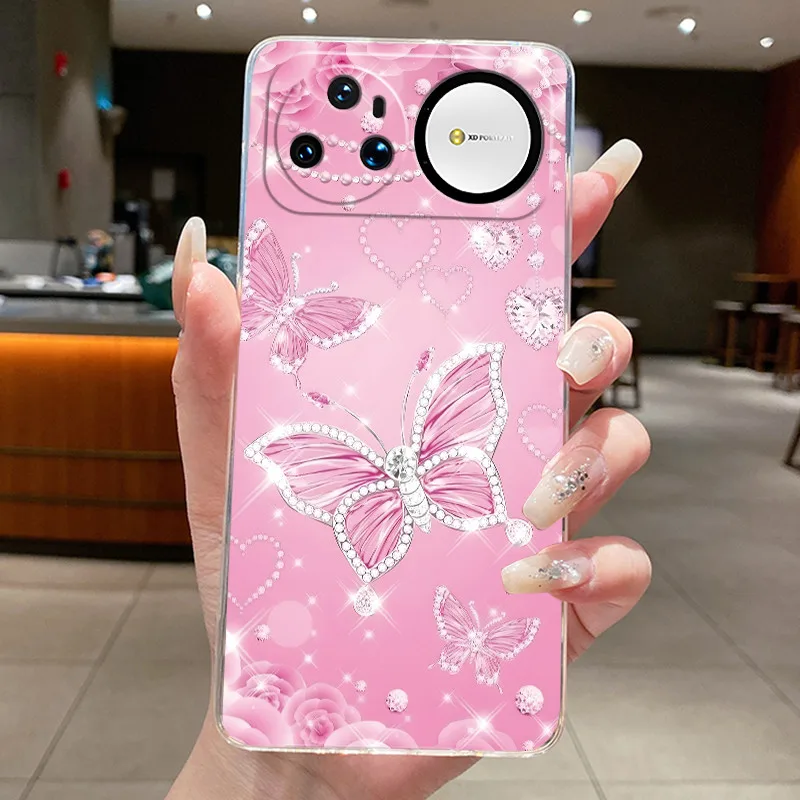 Clear Luxury Fashion Butterfly Flowers Soft TPU Phone Case