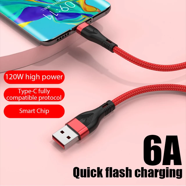 120W Extra Thick 6A USB Type C Cable For Huawei P30 P40 Pro Xiaomi 12 POCO  Fast Charging Wire Micro USB Type C Charger Data Cord - AliExpress