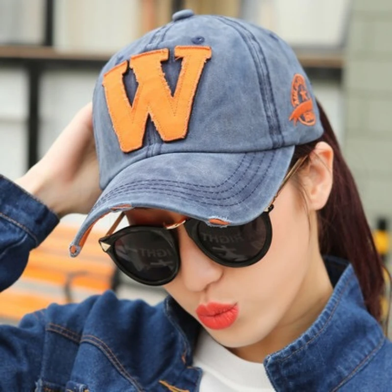 

New Embroidery Letter W Baseball Cap for Women Men Baseball Cap Adjustable Outdoor Sun Hats Soft Cotton Snapback Hat