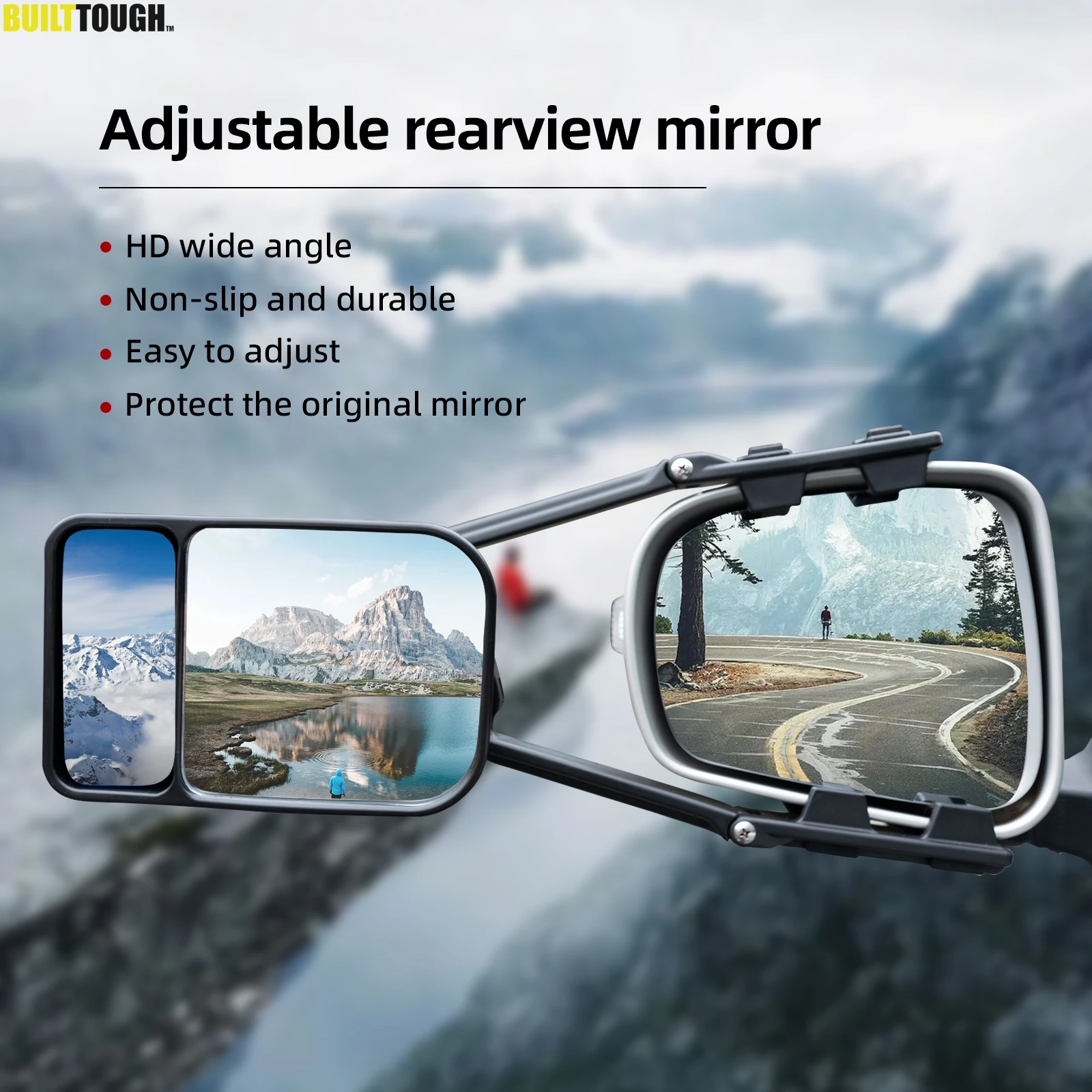 Car Extension Rear View Mirror Trailer Towing Mirror Clip-on Adjustable ...
