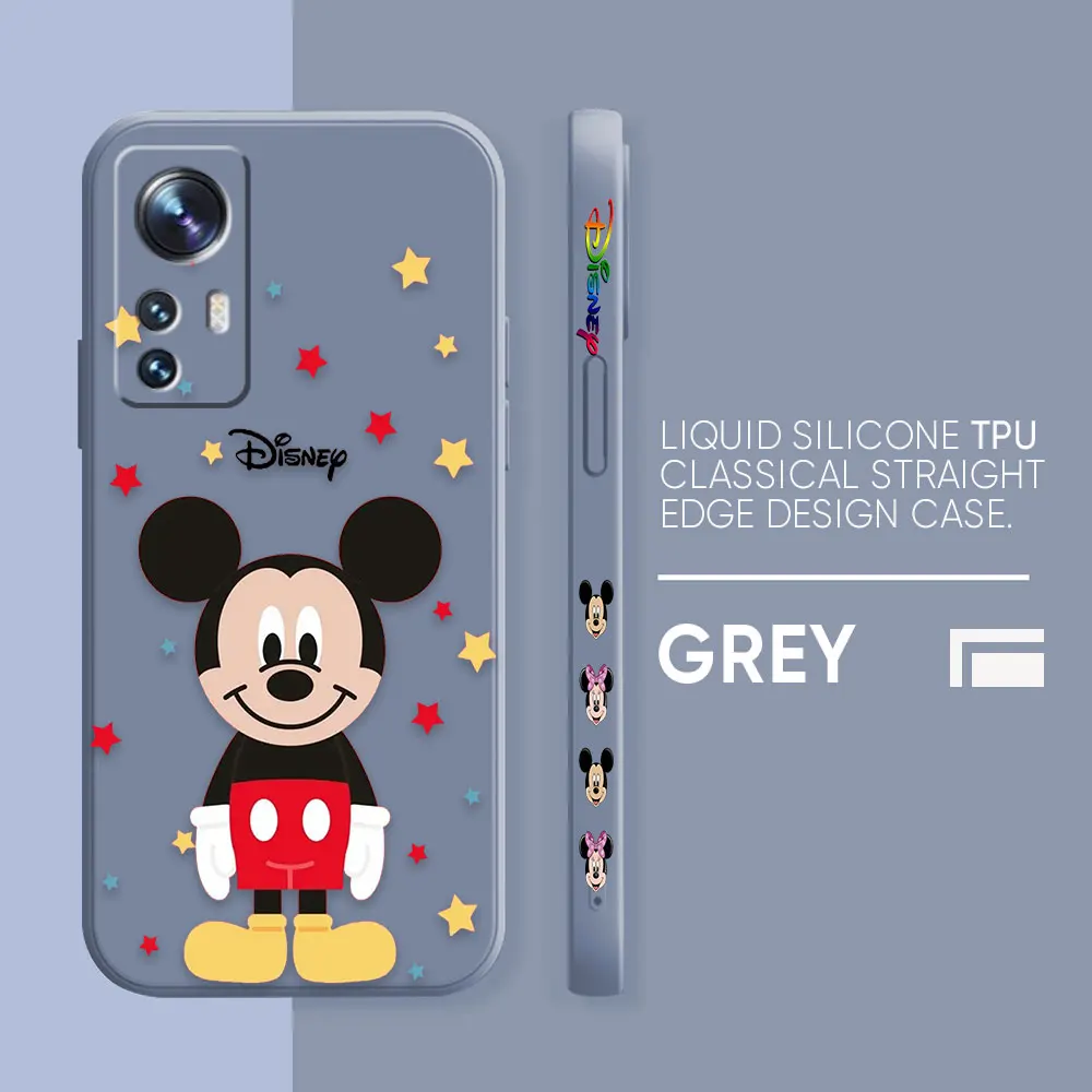 Case For Xiaomi 13 12 12S 11 11T 10 10S 9 9SE 8SE Pro Ultra Lite Colour Simple Liquid Silicone Case Mickey Minnie Mouse Cartoon