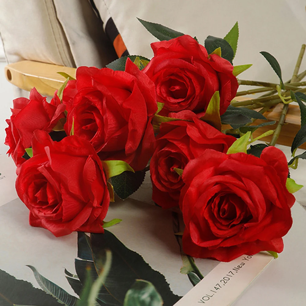 5 Stück Neue 10 Farben Künstliche Rosen DIY Partydekoration Festivalzubehör Künstliche Blumen Kleine Rosen Heimdekoration – Detail 14