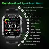 Rugged Military Smart Watch for Men with 400mAh Large Battery Heart Rate Monitor 1.85'' Display Bluetooth Call MK66 Upgrade Outd - Image 4