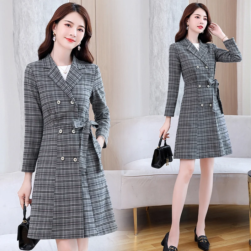 

Новинка весны 2023, длинный кардиган в клетку, ветровка, рабочая куртка в стиле богини, одежда с длинным рукавом, топы