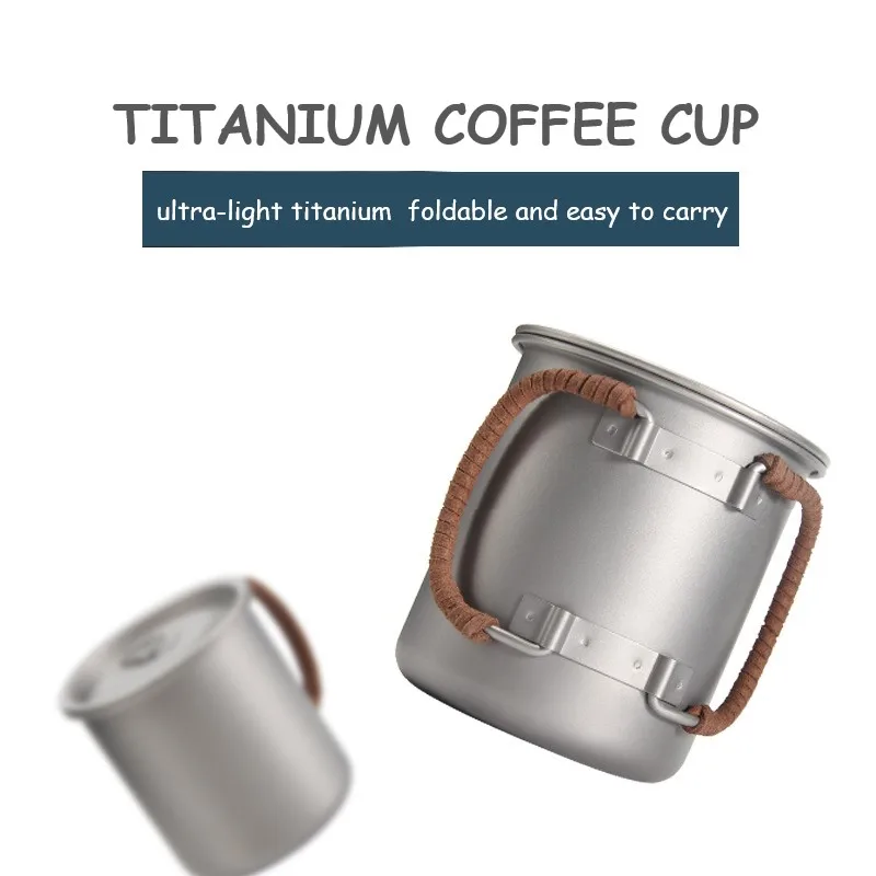 

450ml Pure Titanium Coffee Cup Titanium Metal Mug Outdoor Water Glass Beer Glass Beverage Cup Can Boil Water