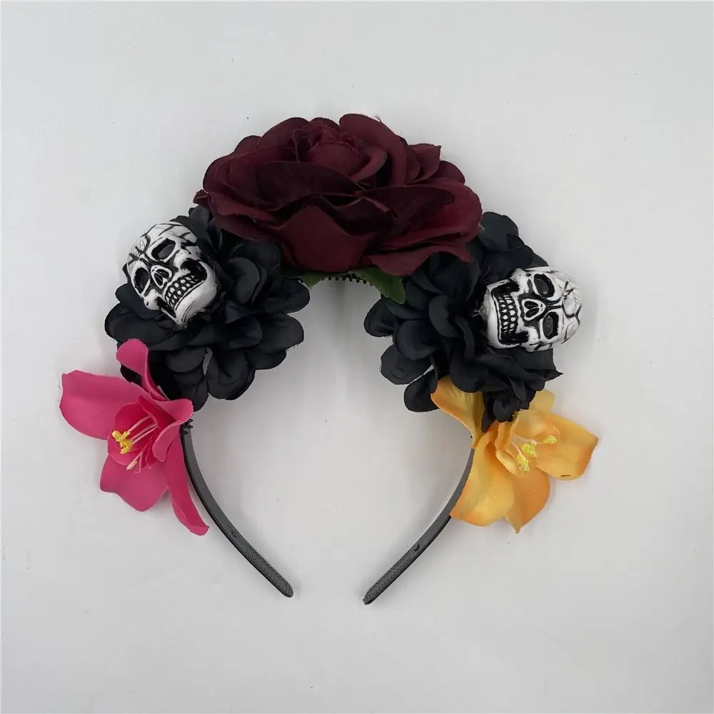Mode Mexikanische Rose Blume Krone Stirnband Party Kostüm Foto Requisiten Tag der Toten Kopfschmuck Boho Halloween Kopfbedeckung für Frauen – Detail 10