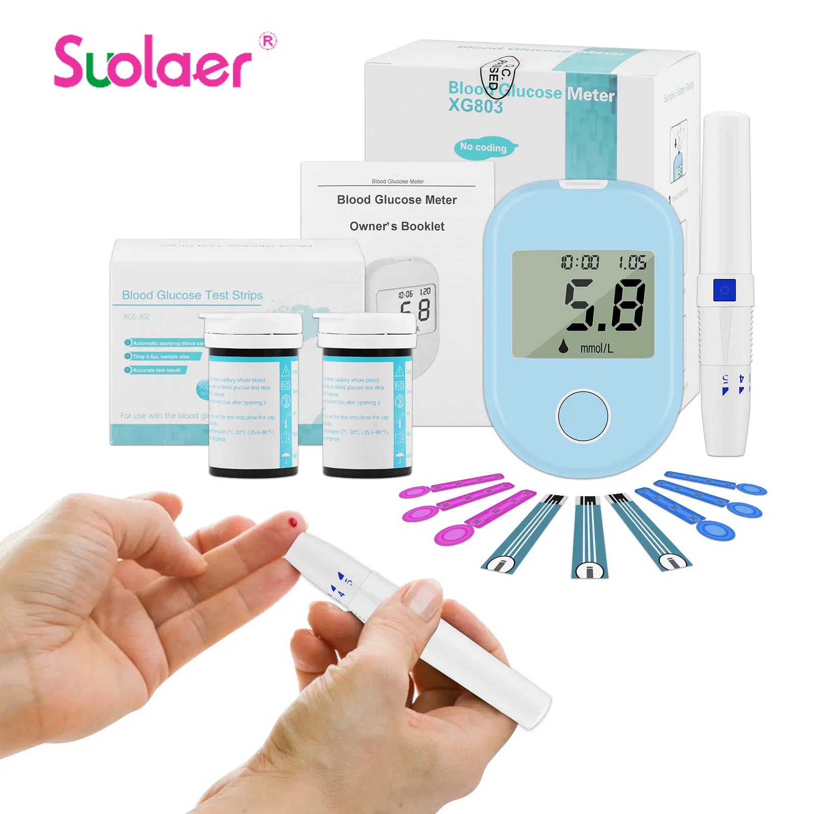 Blood Glucose Meter 50pcs Test Strips Needles Lancets Blood Sugar