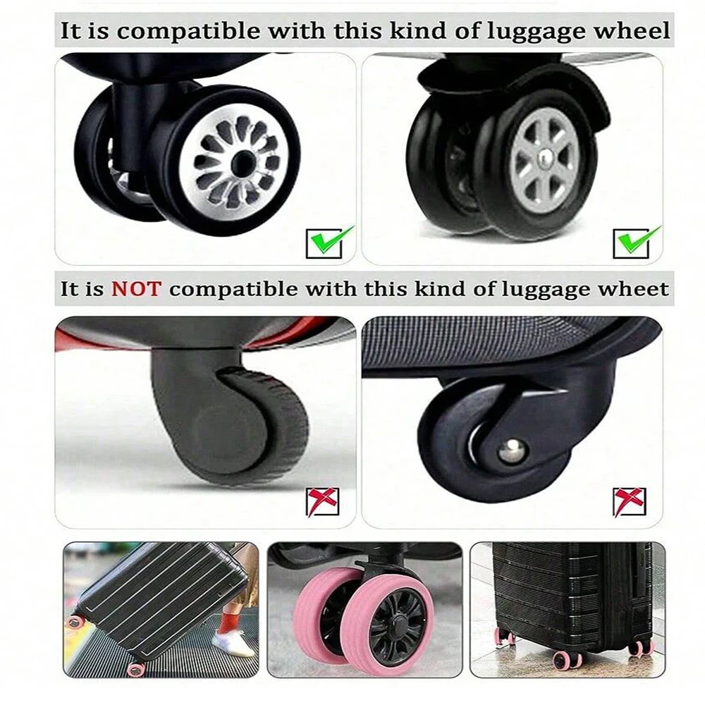 Luggage Wheel Protector 8PCS/Set Silicone Luggage Wheels Protector with Silent Sound Reduce Wheel Wear Suitcase Wheels Protection Cover-mw