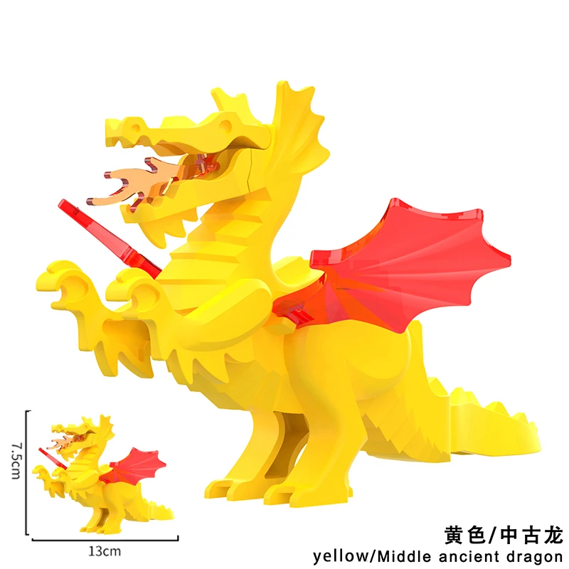MOC Creative Medieval Dragon Knights Model action Figures Building Blocks Bricks Collection Brinquedos Toys For Children gifts 5