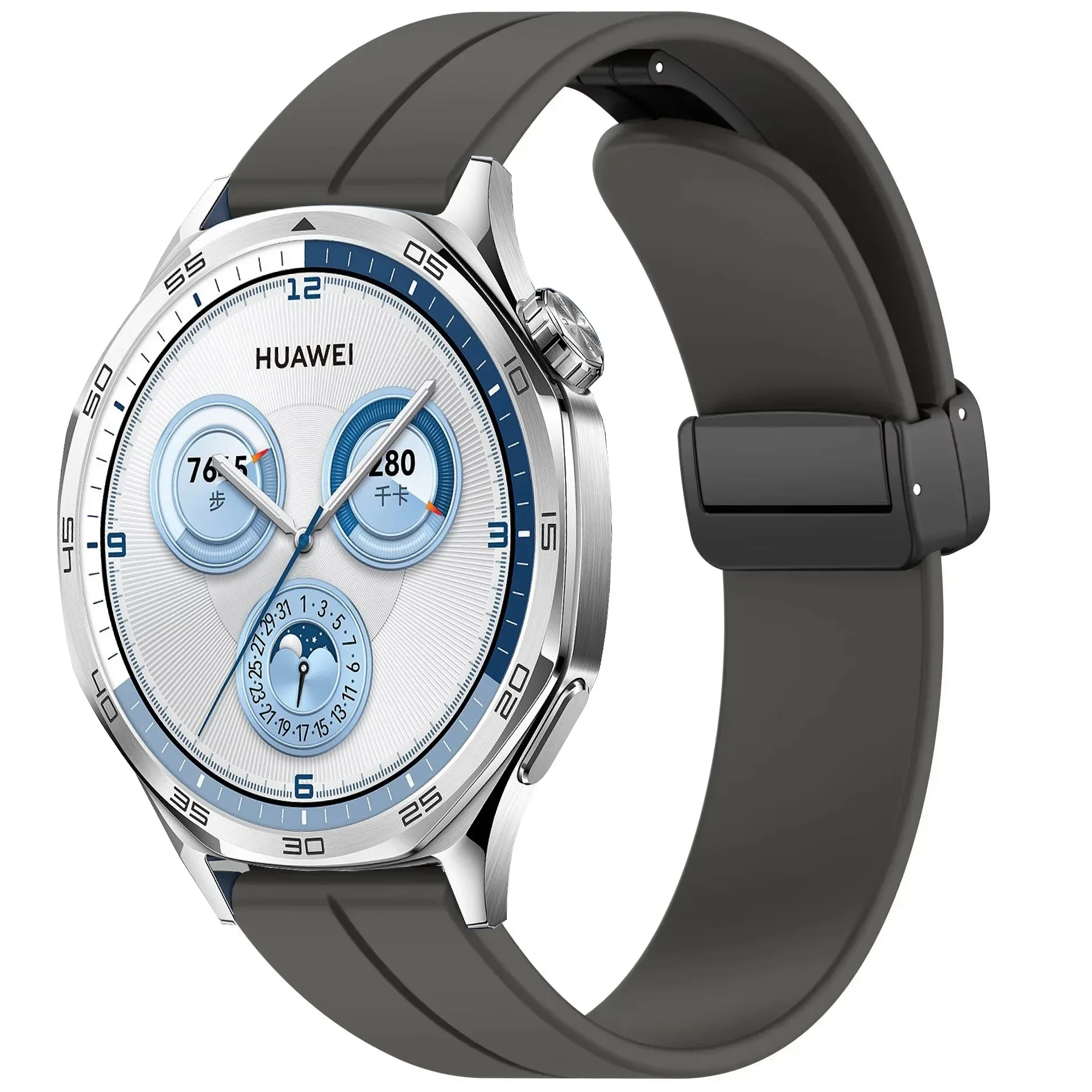 Magnetic Buckle Silicone Watch Strap, 20-22mm Adjustable Band Bracelet