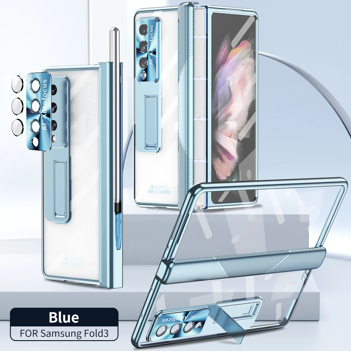 

Double Hinge magnetic case For Samsung Galaxy Z Fold 4 5 5G S Pen Slot Holder for Samsung Z Fold 3 Case Front Screen Glass Film