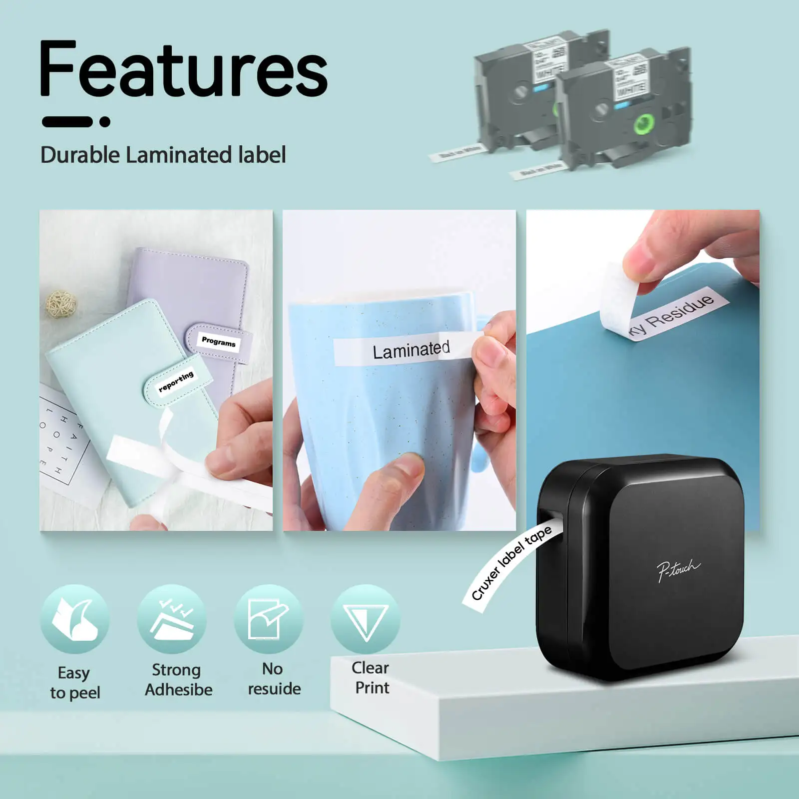 Description Picture 4 of item1Pcs Label Replacement for Brother Tze-231 TZ 631 TZE 431 Label Ribbon 12mm x 8m Laminated Tape for Brother PT-H110 Label Maker