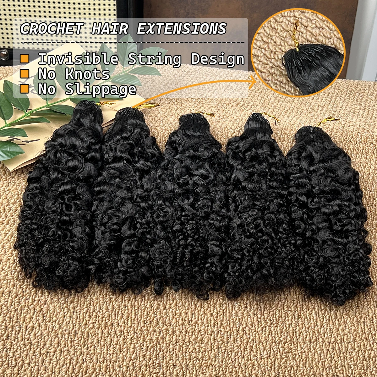 Extensioni per Capelli Invisibili Ricci Birmani 14-22 Pollici, 100% Capelli Umani, Senza Nodi, Pre-Separate, Leggere e Riutilizzabili - immagine 2