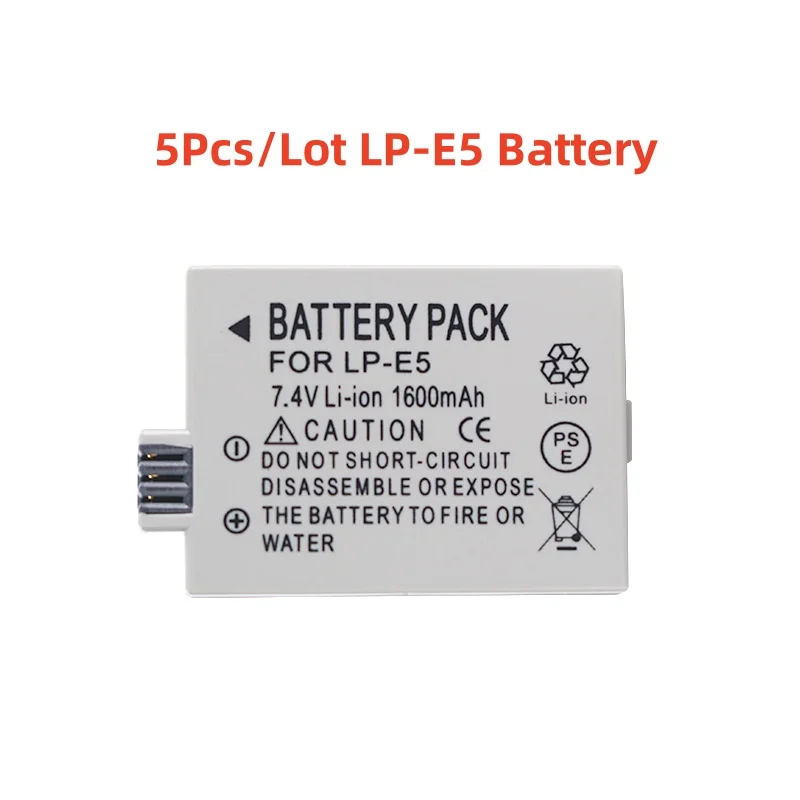 5Pcs LP-E5 Battery